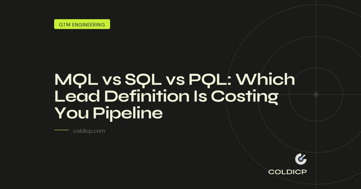 MQL vs SQL vs PQL: Which Lead Definition Is Costing You Pipeline — COLDICP
