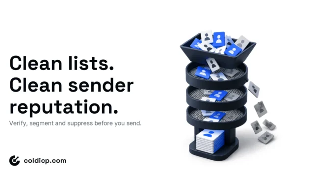 Isometric filter tower turning a messy pile of contact cards into a clean aligned stack, with rejected tiles falling away